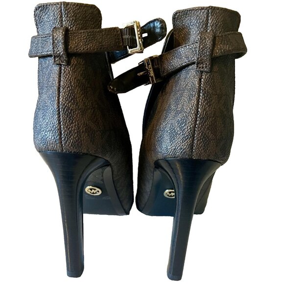 Michael Kors Boots Womens Size 5.5 Black Peep Toe Booties Heels MK - Picture 4 of 7